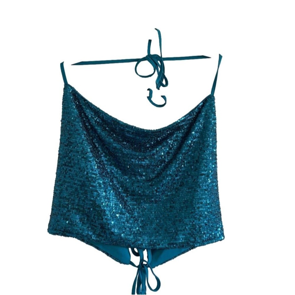 NWT wild fable size small blue sequin top sparkles